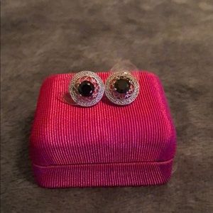 Sterling silver black stone earrings